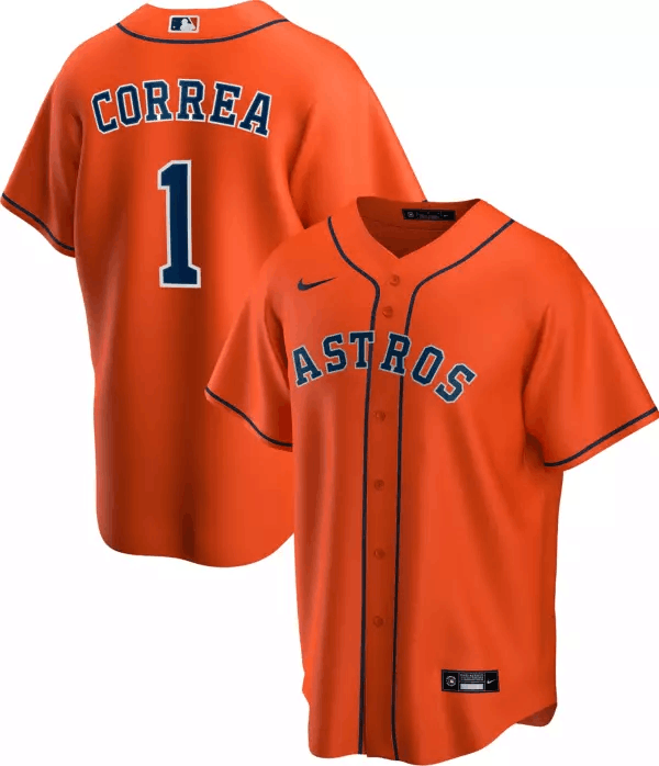 Men's Houston Astros #1 Carlos Correa Orange MLB Cool Base Stitched Jersey Men's Houston Astros #1 Carlos Correa Orange MLB Cool Base Stitched Jersey